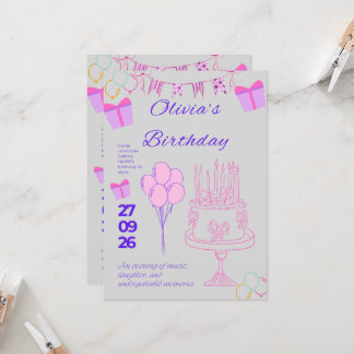Plantilla de Invitación de Cumpleaños Elegante