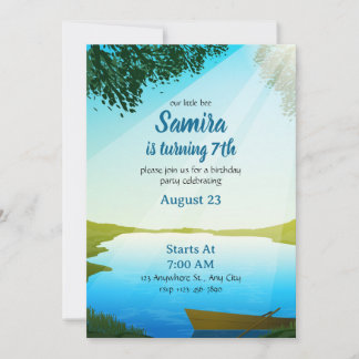 Plantilla de invitación de cumpleaños en el lago R