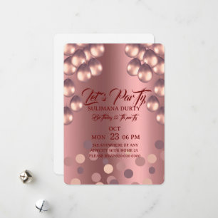 Plantilla de invitación de cumpleaños en rosa oro:
