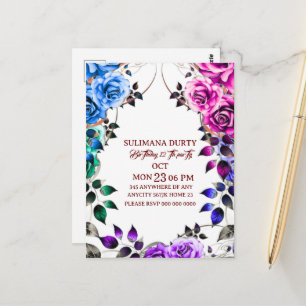Plantilla de invitación de cumpleaños en rosa oro: