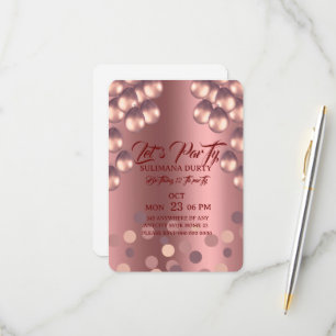 Plantilla de invitación de cumpleaños en rosa oro: