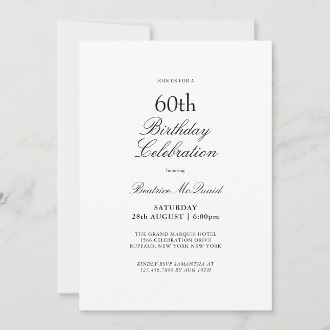 Plantilla de invitación de cumpleaños número 60 en (Anverso)