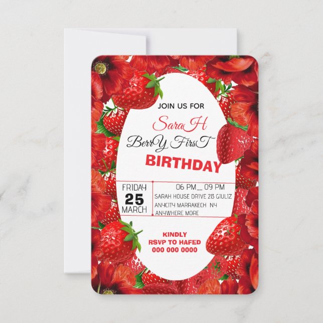 Plantilla de invitación de cumpleaños número uno c (Anverso)