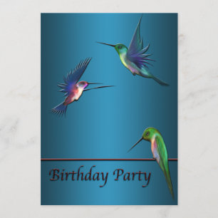 Plantilla de invitación de cumpleaños para colibrí