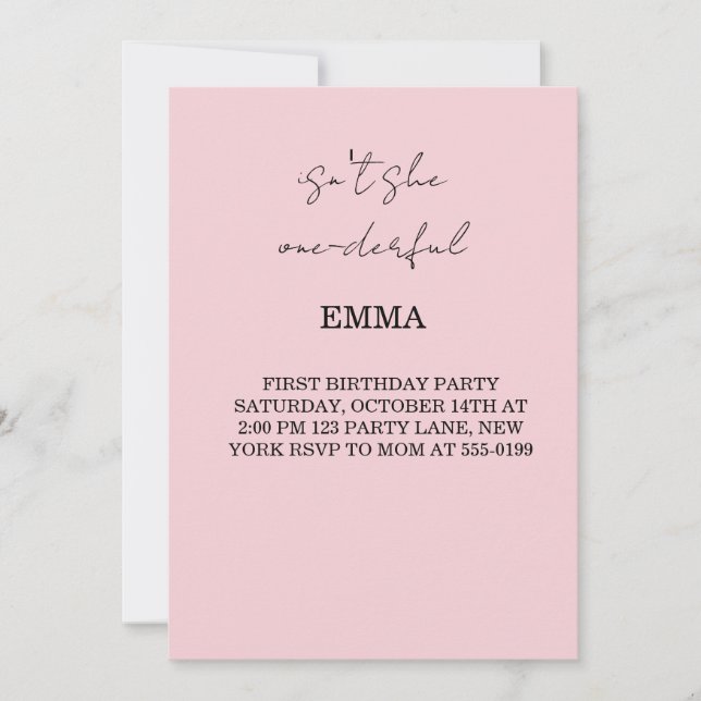 Plantilla de invitación de cumpleaños para niña co (Anverso)