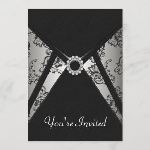 Plantilla de Invitación de Damasco Negro para Toda