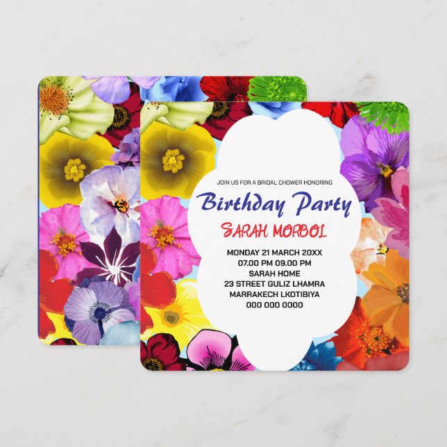 Plantilla de Invitación de Despedida de Soltera co (Anverso / Reverso)