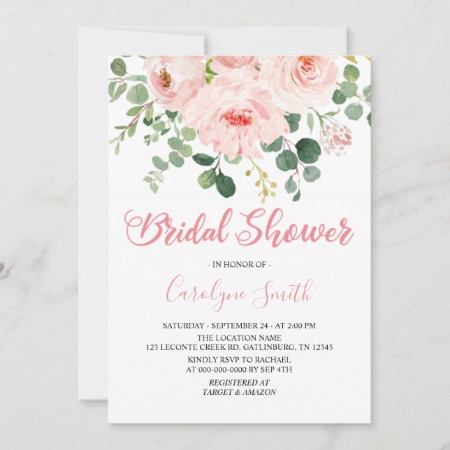 Plantilla de invitación de ducha de novia floral r (Anverso)