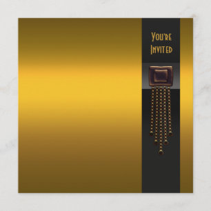 Plantilla de invitación de fiesta Art Deco de oro 
