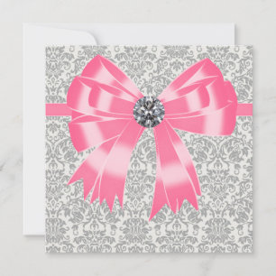 Plantilla de Invitación de Fiesta con Damasco Gris