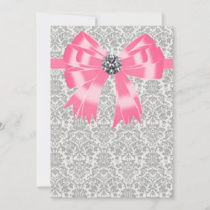 Plantilla de Invitación de Fiesta con Damasco Gris