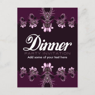 Plantilla de invitación de fiesta de cena postal