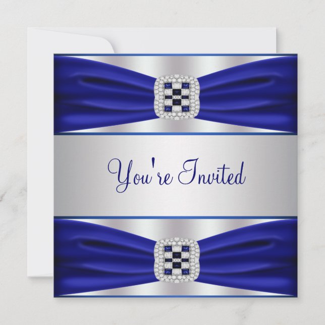 Plantilla de invitación de fiesta de cobalto azul  (Anverso)