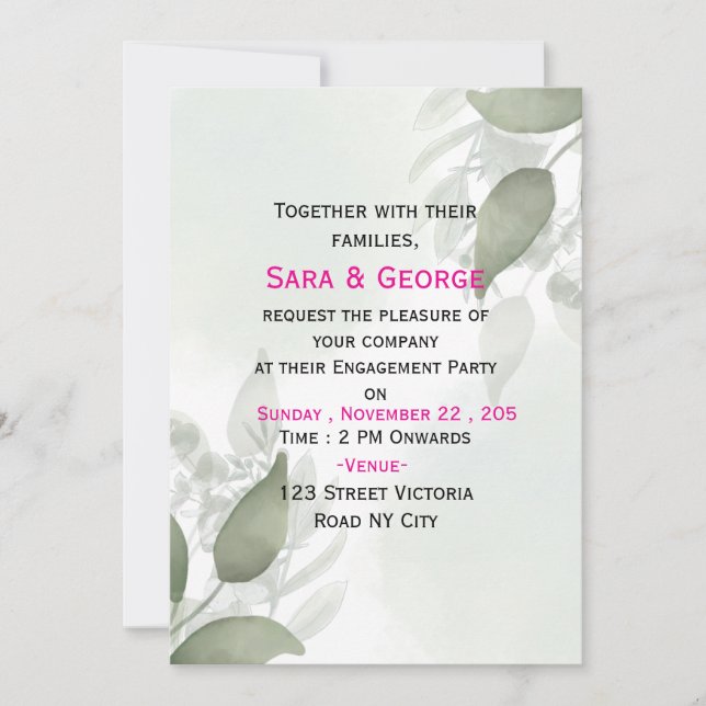 Plantilla de Invitación de Fiesta de Compromiso El (Anverso)
