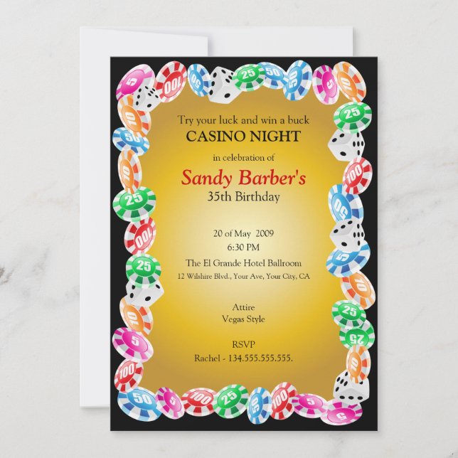 Plantilla de invitación de fiesta de cumpleaños de (Anverso)