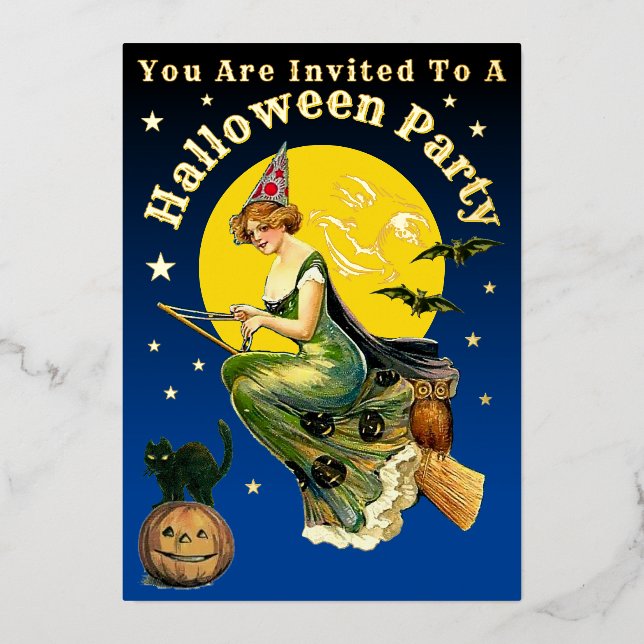 Plantilla de invitación de fiesta de Halloween de  (Anverso)