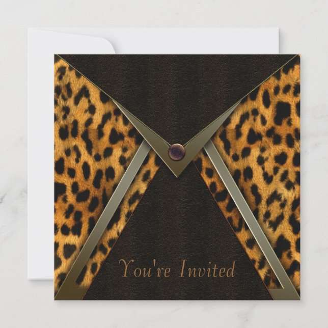 Plantilla de invitación de fiesta de leopardo (Anverso)