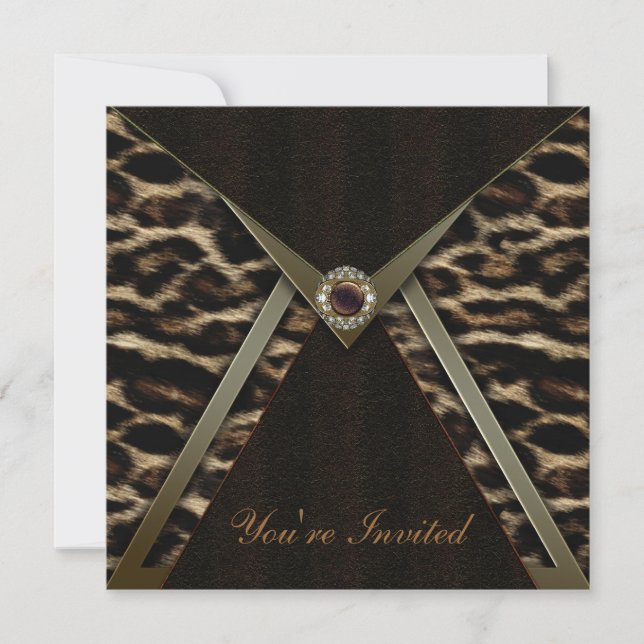 Plantilla de invitación de fiesta de leopardo (Anverso)