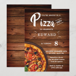 Plantilla de invitación de fiesta de pizza imprimi