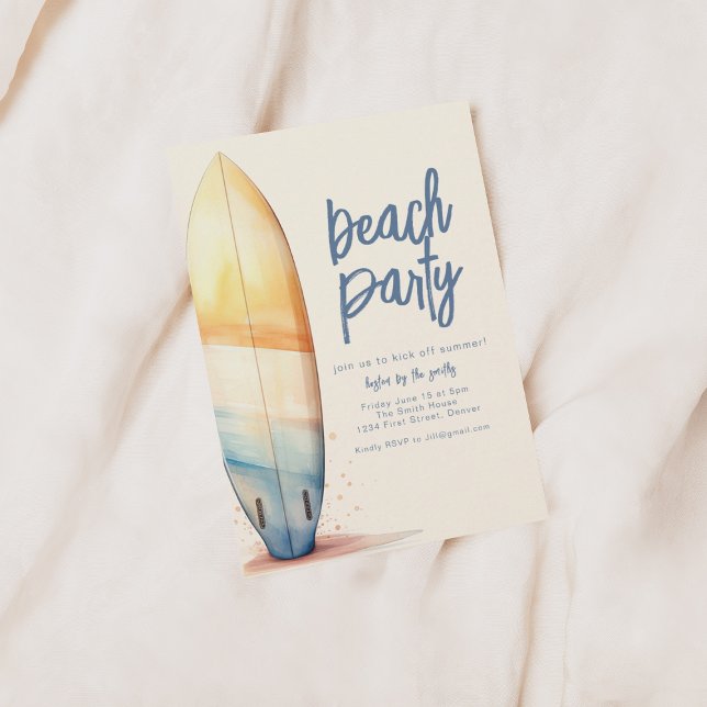 Plantilla de invitación de fiesta de playa con pla (Subido por el creador)