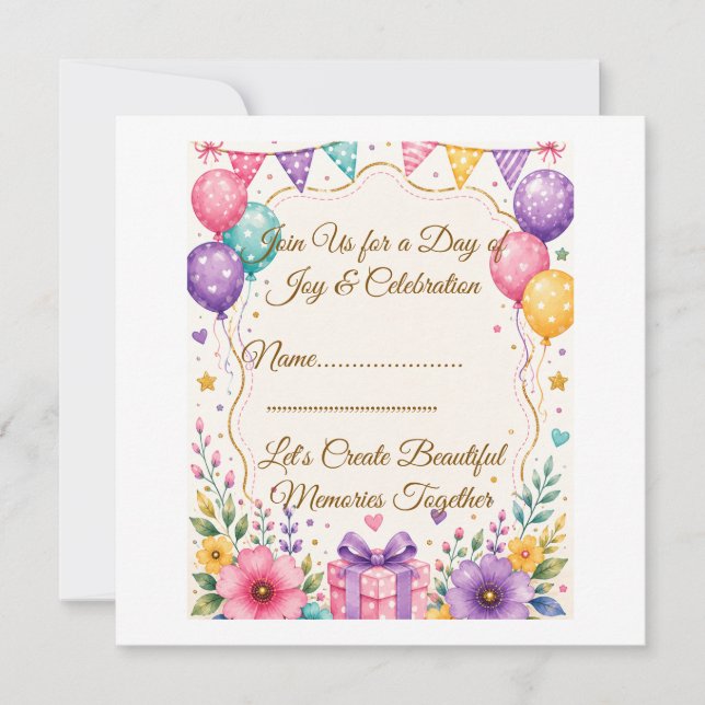 Plantilla de invitación de fiesta elegante (Anverso)