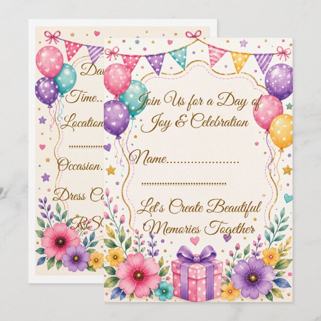 Plantilla de invitación de fiesta elegante (Anverso / Reverso)