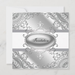 Plantilla de invitación de fiesta elegante en blan