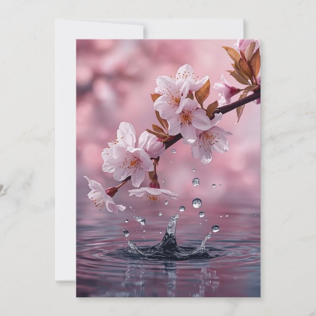 Plantilla de invitación de flor de cerezo rosa mod (Anverso)