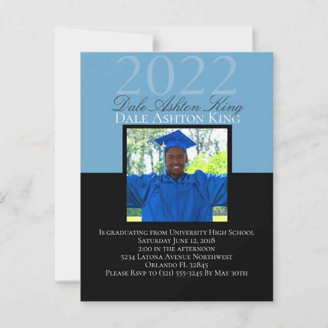 Plantilla De Invitación De Foto De Graduación Para (Anverso)