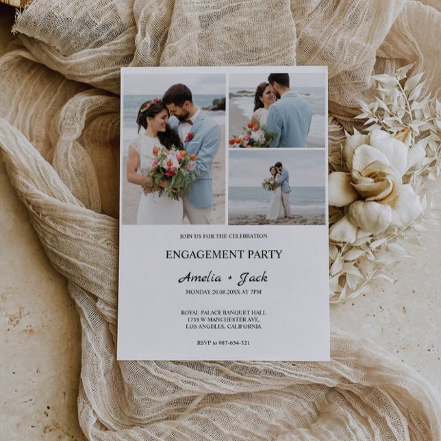 Plantilla de invitación de fotografía de compromis (Wedding Engagement Photo Invitation Template)