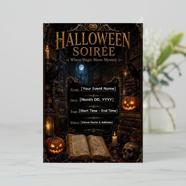 Plantilla de invitación de gala de Halloween | Gót (Anverso de pie)