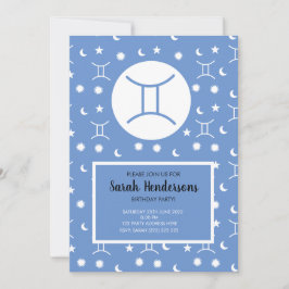 plantilla de invitación de Géminis signo zodiacal 