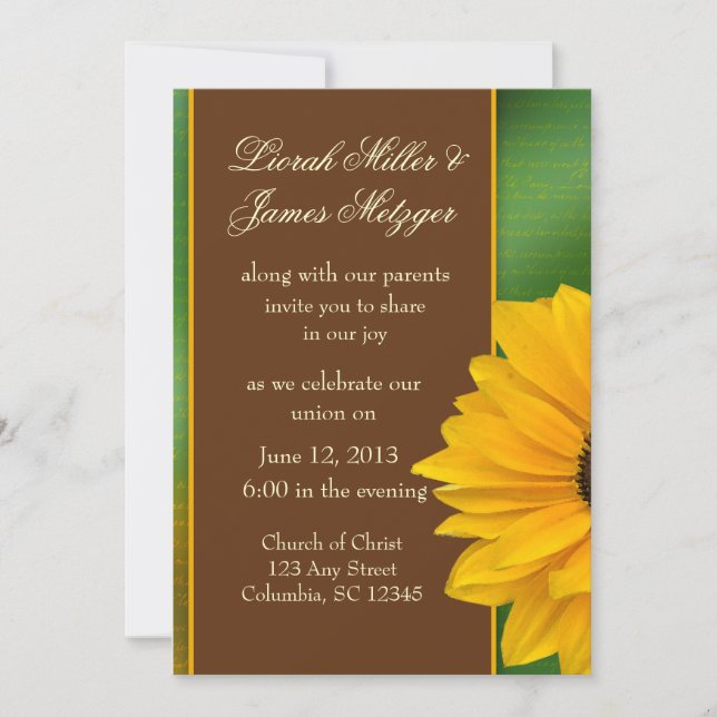 Plantilla de invitación de girasol de país (Anverso)