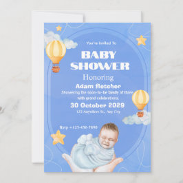 Plantilla de invitación de globo para ducha de beb