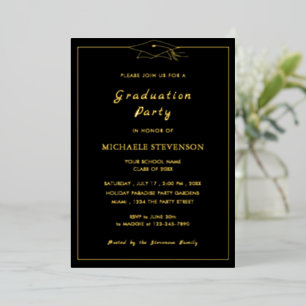 Plantilla de invitación de graduación con lámina d