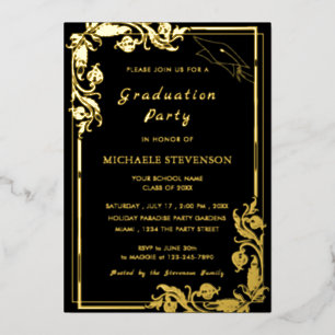 Plantilla de invitación de graduación con papel de