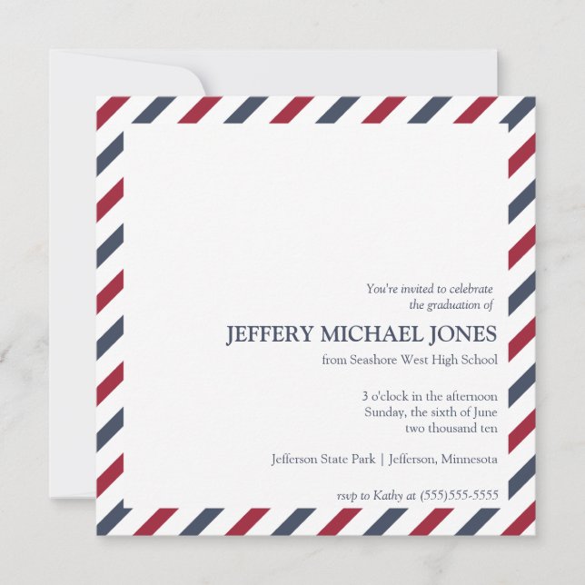 Plantilla de Invitación de graduación en bandas (Anverso)