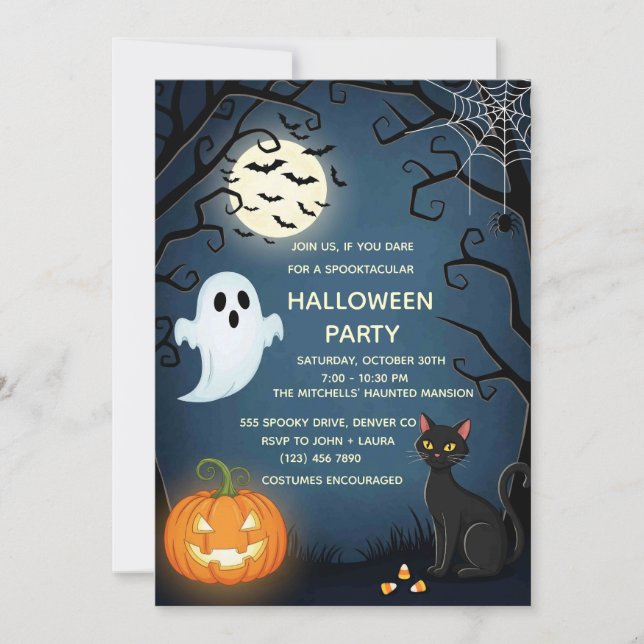 Plantilla De Invitación De Halloween De Cuta Cuida (Anverso)