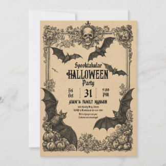 Plantilla de invitación de Halloween vintage