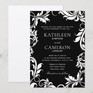 Plantilla de invitación de hojas majestuosas Neg