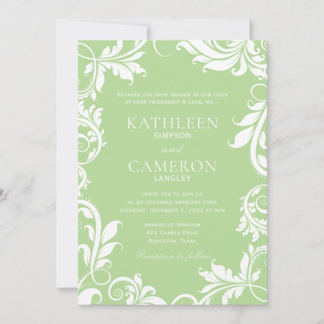 Plantilla de invitación de hojas majestuosas | Ver (Anverso)