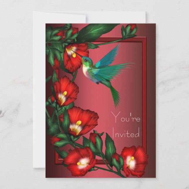 Plantilla de Invitación de Hummingbird para Red Hi (Anverso)