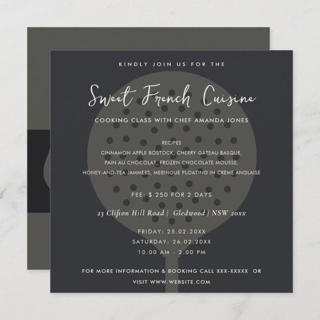 PLANTILLA DE INVITACIÓN DE LA CLASE DE COCINA DE L (Anverso / Reverso)