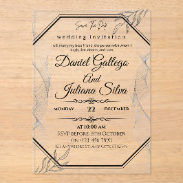 Plantilla de invitación de marco negro y plateado 