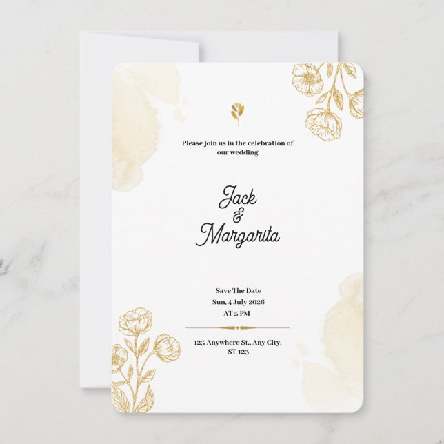 Plantilla de invitación de matrimonio (Anverso)