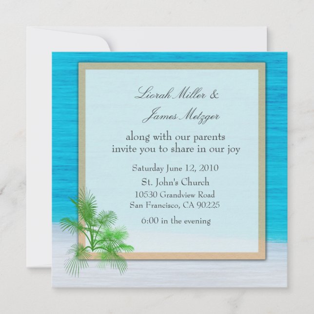 Plantilla de invitación de matrimonio BEACH (Anverso)