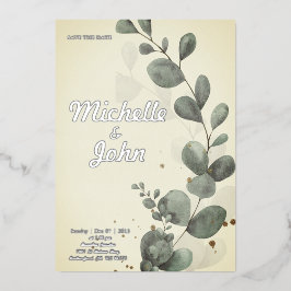 Plantilla de invitación de matrimonio con Eucalypt
