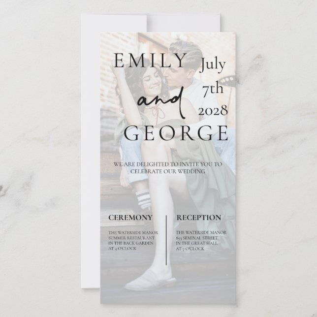 Plantilla de invitación de matrimonio con foto (Anverso)