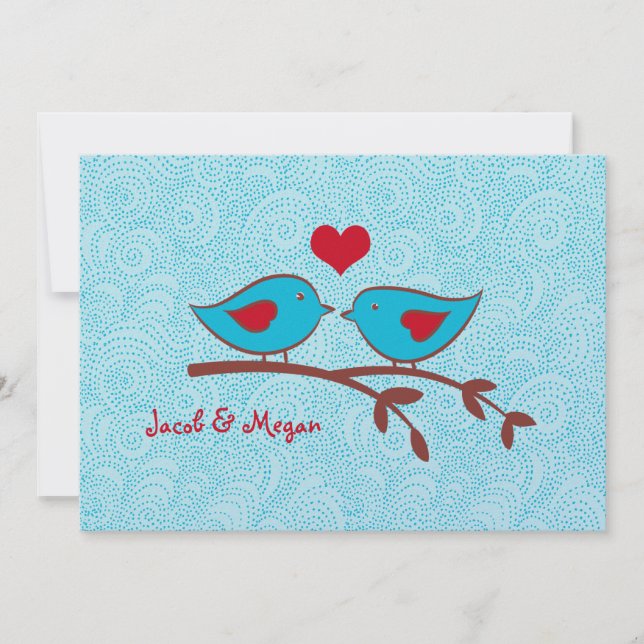 Plantilla de invitación de matrimonio de Aves amor (Anverso)