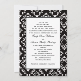 Plantilla de invitación de matrimonio de Damask